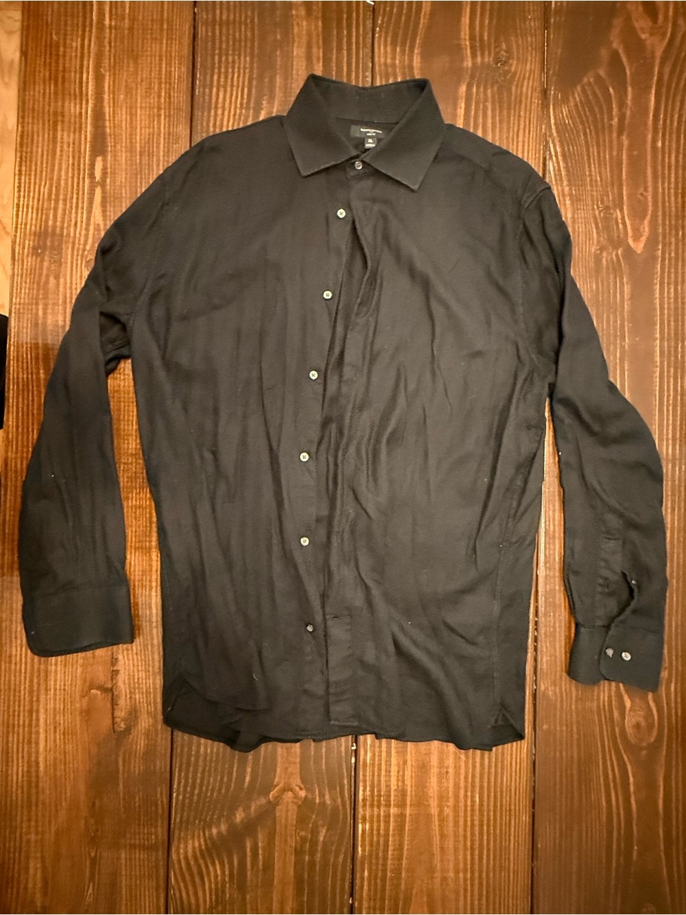 Banana Republic Black Long-Sleeve Button-Up Dress Shirt